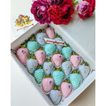 20pcs Pink, Purple & Turquoise Chocolate Strawberries Gift Box